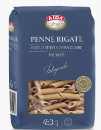 Макароны AIDA цельнозерновые Penne Rigate/Перья 450г